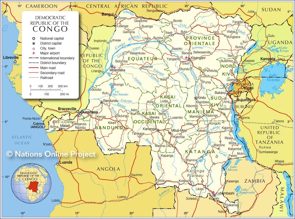 carte de la république démocratique du congo