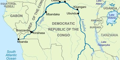 Zaïre rivière sur la carte du monde